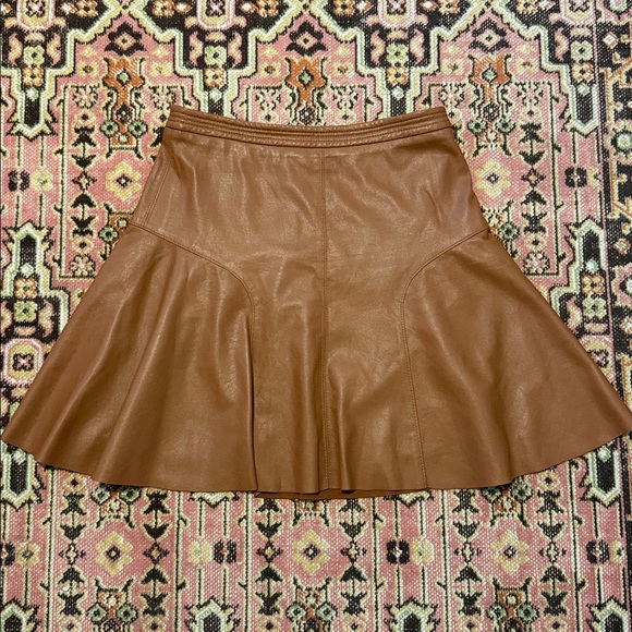 Rebecca Taylor Cognac Vegan Leather Skirt - Picture 5 of 10